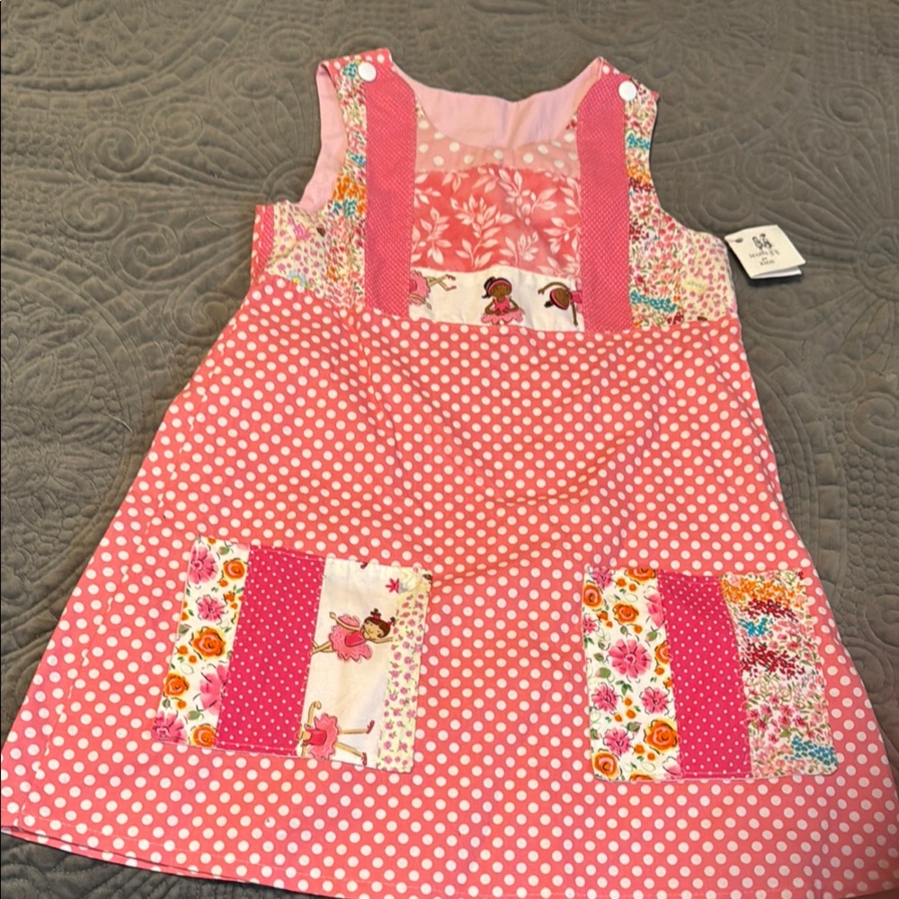 Pink Polka Dot Kids Casual Dress